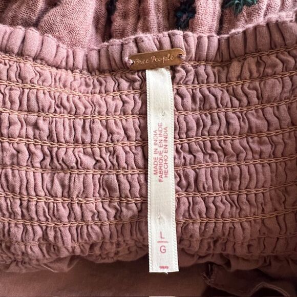 Free People Dizzy Ditsy Bubble Mini Sundress Purple Embroidery Flowers Size L - Picture 6 of 7